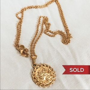 Gold Cameo Coin Pendant Necklace